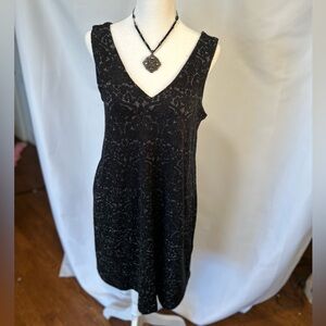 BRAND NEW LOFT WT shift dress in black with silver thread  v-neck in siz…
